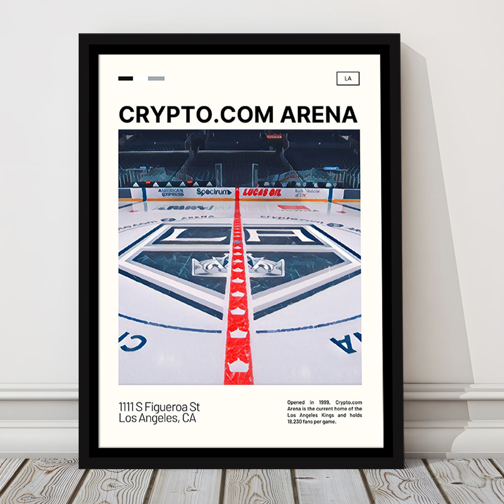Crypto.com Arena Print, Los Angeles Kings Stadium Canvas Art, Man Cave Gift, Floating Framed Canvas Print Wall Art