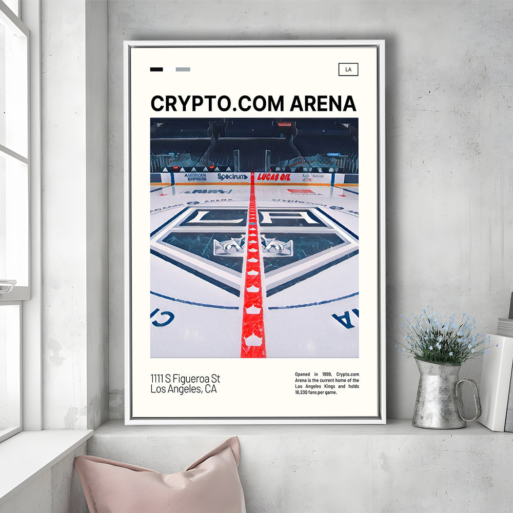 Crypto.com Arena Print, Los Angeles Kings Stadium Canvas Art, Man Cave Gift, Floating Framed Canvas Print Wall Art