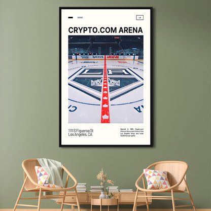 Crypto.com Arena Print, Los Angeles Kings Stadium Canvas Art, Man Cave Gift, Floating Framed Canvas Print Wall Art