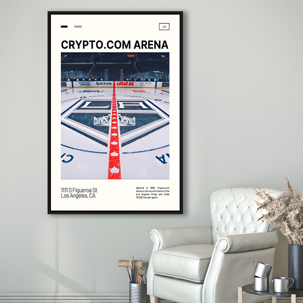 Crypto.com Arena Print, Los Angeles Kings Stadium Canvas Art, Man Cave Gift, Floating Framed Canvas Print Wall Art