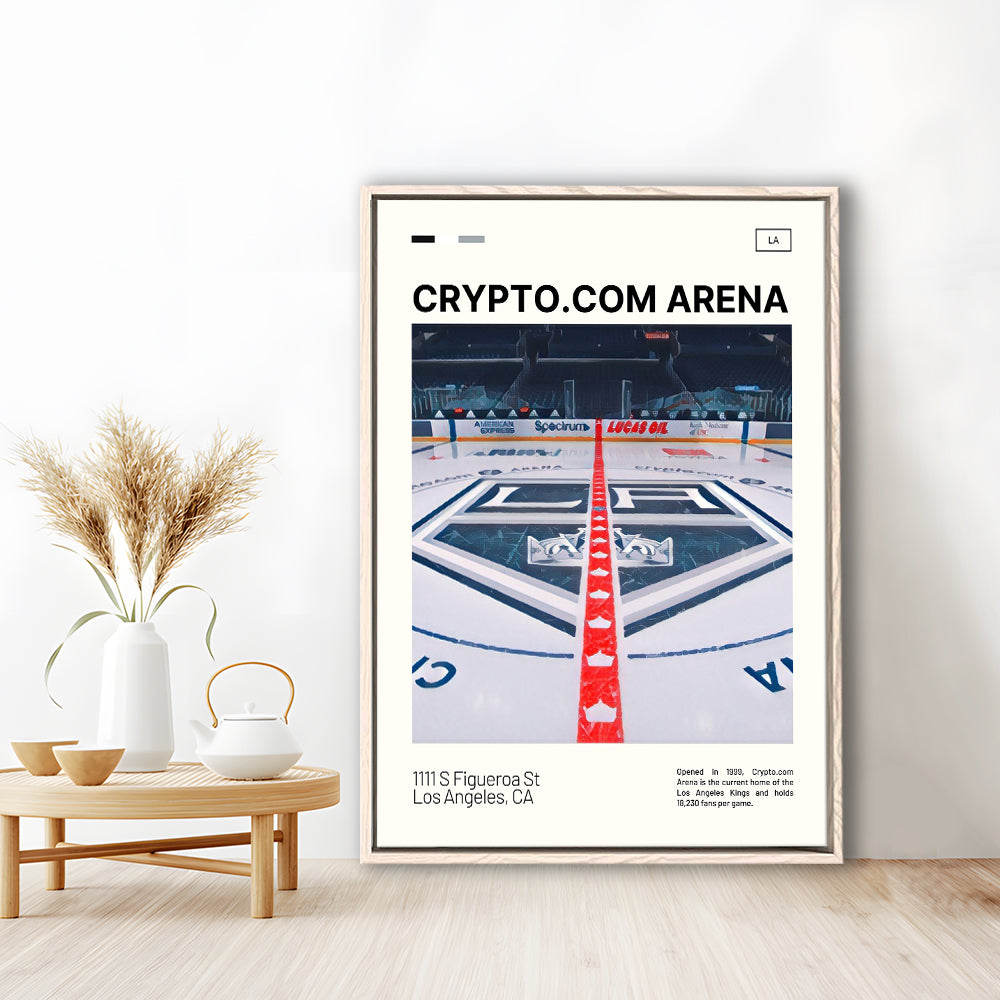 Crypto.com Arena Print, Los Angeles Kings Stadium Canvas Art, Man Cave Gift, Floating Framed Canvas Print Wall Art
