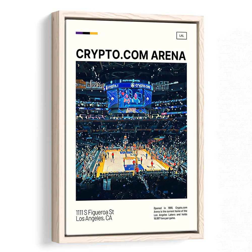 Crypto.com Arena Print, Los Angeles Lakers Stadium Canvas Art, Man Cave Gift, Floating Framed Canvas Print Wall Art