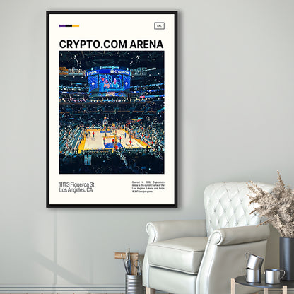 Crypto.com Arena Print, Los Angeles Lakers Stadium Canvas Art, Man Cave Gift, Floating Framed Canvas Print Wall Art