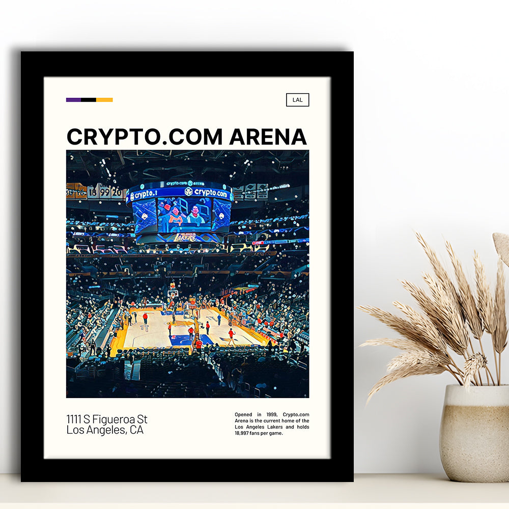Crypto.com Arena Print, Los Angeles Lakers Stadium Art, Gifts for him, Sport Art, Framed Art Print Wall Decor