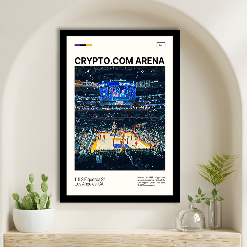 Crypto.com Arena Print, Los Angeles Lakers Stadium Art, Gifts for him, Sport Art, Framed Art Print Wall Decor