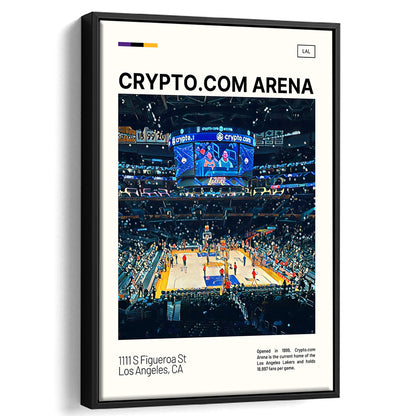 Crypto.com Arena Print, Los Angeles Lakers Stadium Canvas Art, Man Cave Gift, Floating Framed Canvas Print Wall Art