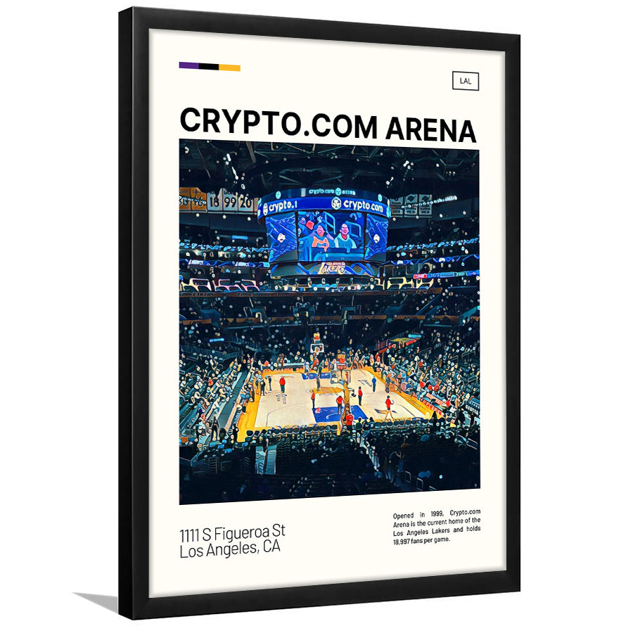Crypto.com Arena Print, Los Angeles Lakers Stadium Art, Gifts for him, Sport Art, Framed Art Print Wall Decor