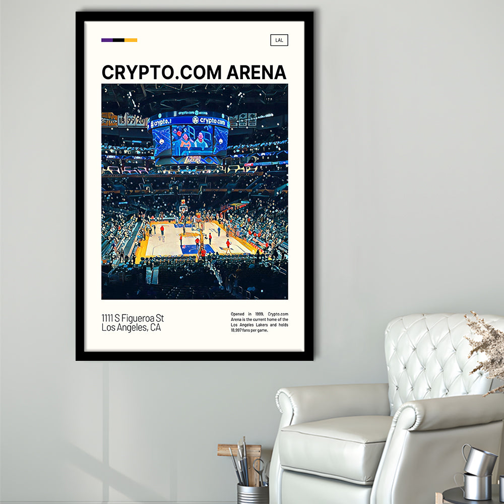 Crypto.com Arena Print, Los Angeles Lakers Stadium Art, Gifts for him, Sport Art, Framed Art Print Wall Decor
