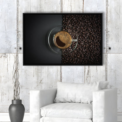 Cup Of Coffee Canvas Print, Kitchen & Dining Wall Decor, Framed Cavas Print, Floating Frame