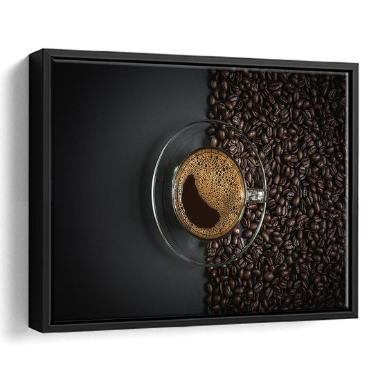 Cup Of Coffee Canvas Print, Kitchen & Dining Wall Decor, Framed Cavas Print, Floating Frame