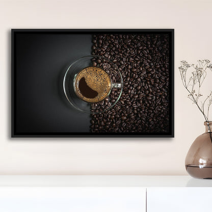 Cup Of Coffee Canvas Print, Kitchen & Dining Wall Decor, Framed Cavas Print, Floating Frame