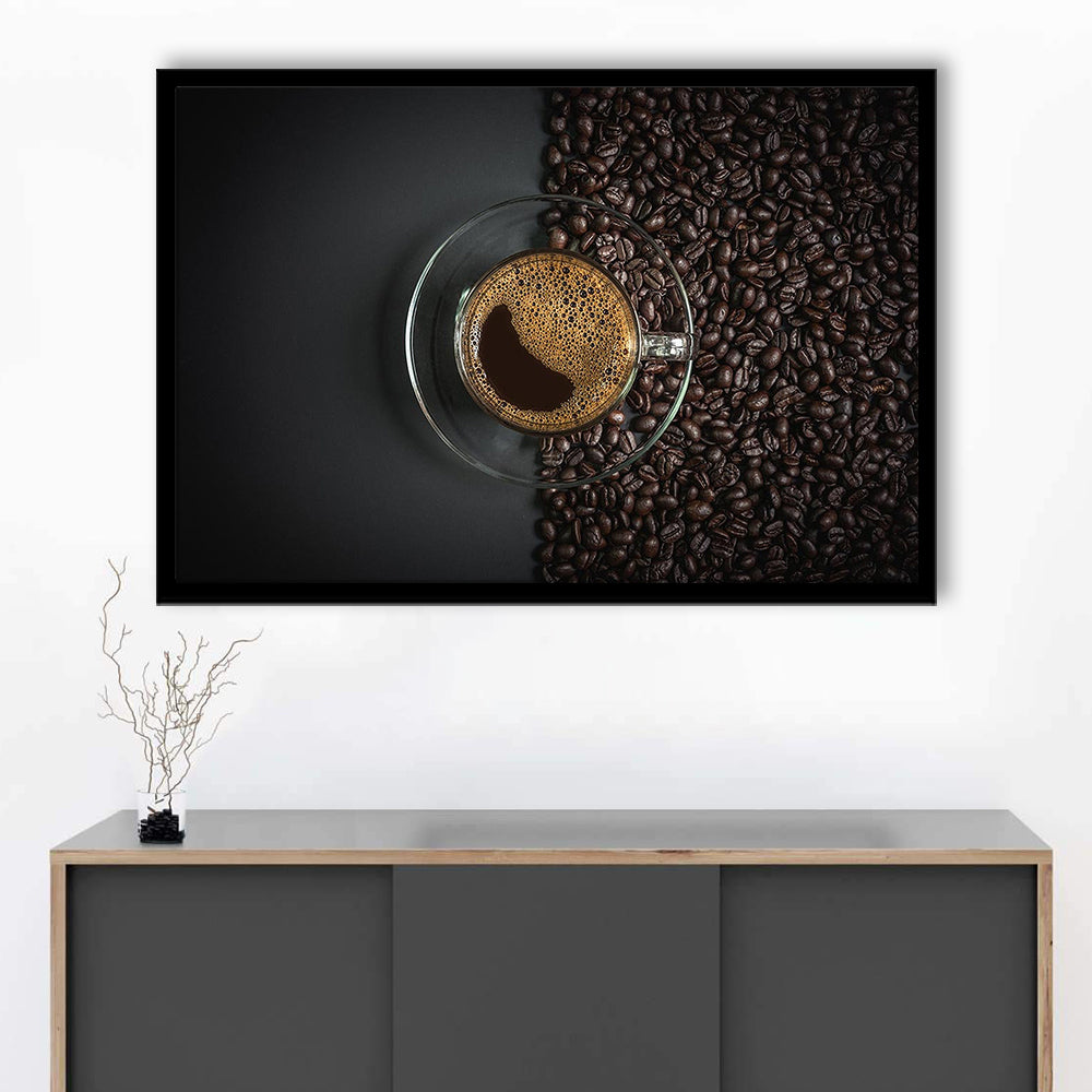 Cup Of Coffee Art Prints, Kitchen & Dining Wall Decor, Framed Art Print, Picture Framed