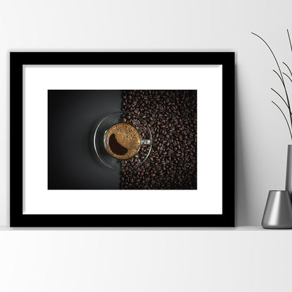 Cup Of Coffee Art Print, Kitchen & Dining Wall Decor, Framed Art Print White Border