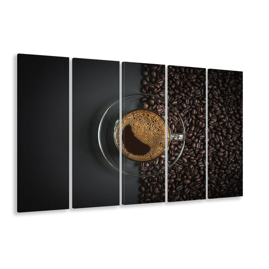 Cup of Coffee Canvas Print, Kitchen & Dining Wall Decor, 5 Piece B Extra Large Cavas Print Wall Art Decor