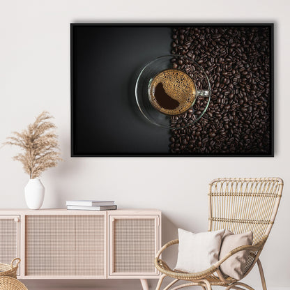 Cup Of Coffee Canvas Print, Kitchen & Dining Wall Decor, Framed Cavas Print, Floating Frame