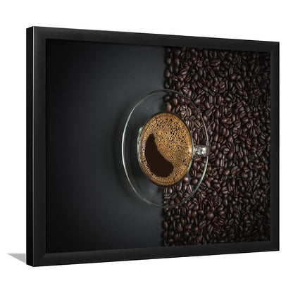 Cup Of Coffee Art Prints, Kitchen & Dining Wall Decor, Framed Art Print, Picture Framed
