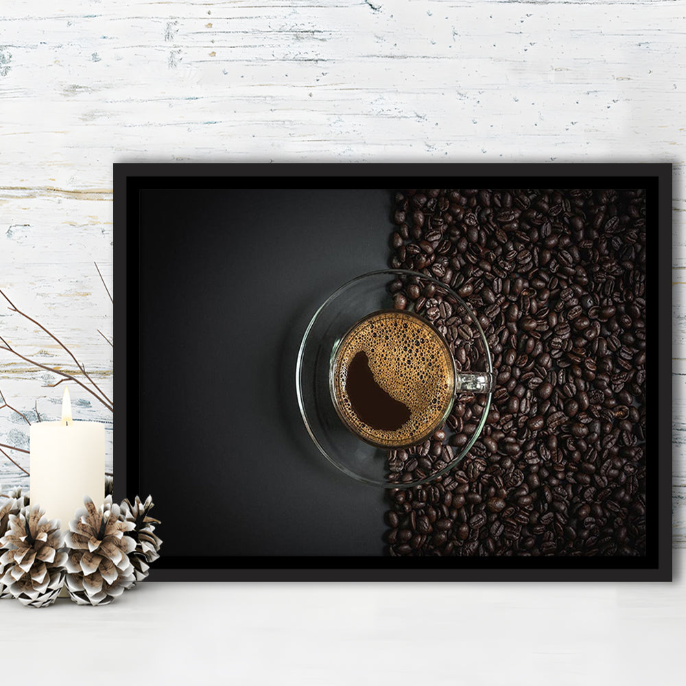 Cup Of Coffee Canvas Print, Kitchen & Dining Wall Decor, Framed Cavas Print, Floating Frame