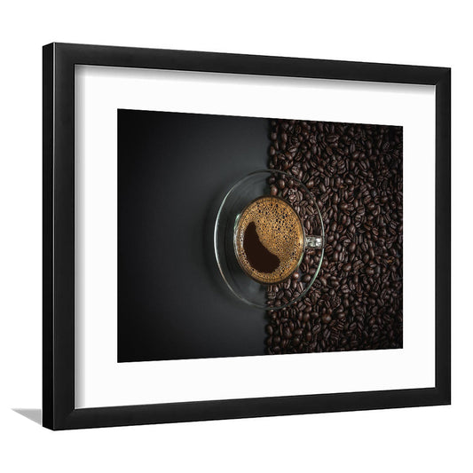 Cup Of Coffee Art Print, Kitchen & Dining Wall Decor, Framed Art Print White Border