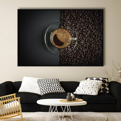 Cup Of Coffee Canvas Print, Kitchen & Dining Wall Decor, Framed Cavas Print, Floating Frame