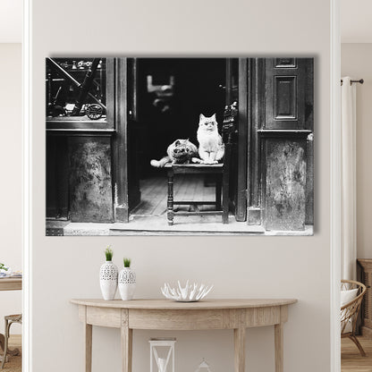 Cute Cats Wearing Sunglasses Funny Vintage Animal Photo Black and White Art, Canvas Print Wall Art Decor