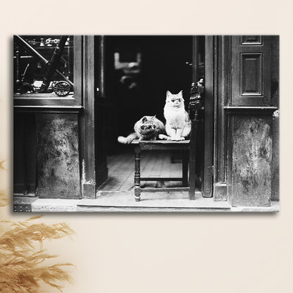 Cute Cats Wearing Sunglasses Funny Vintage Animal Photo Black and White Art, Canvas Print Wall Art Decor