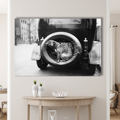Cute Dog Print Black and White Art Vintage Animal Photo, Canvas Print Wall Art Decor
