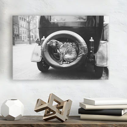 Cute Dog Print Black and White Art Vintage Animal Photo, Canvas Print Wall Art Decor