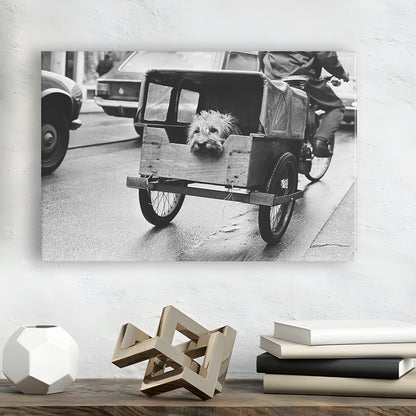 Cute Dog Print Funny Vintage Animal Photo Black and White Art, Canvas Print Wall Art Decor