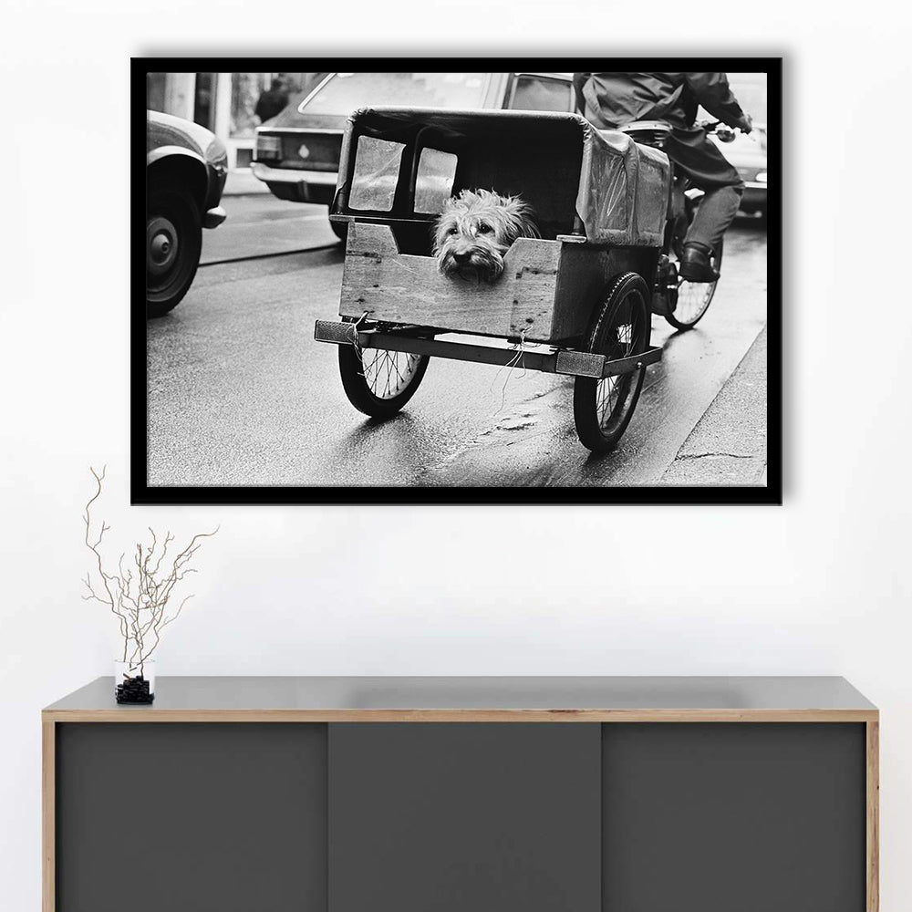 Cute Dog Print Funny Vintage Animal Photo Black and White Art, Framed Art Print Wall Decor