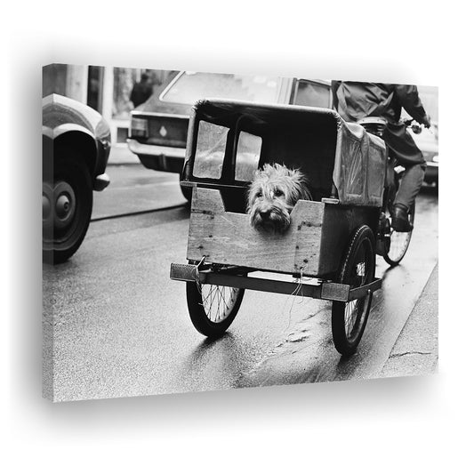 Cute Dog Print Funny Vintage Animal Photo Black and White Art, Canvas Print Wall Art Decor