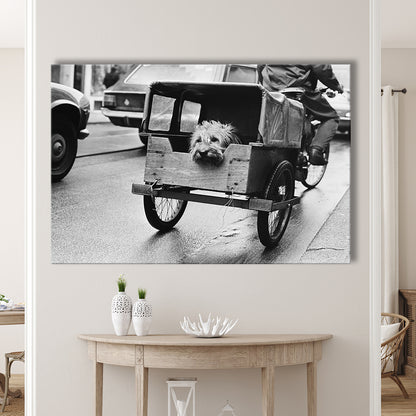 Cute Dog Print Funny Vintage Animal Photo Black and White Art, Canvas Print Wall Art Decor