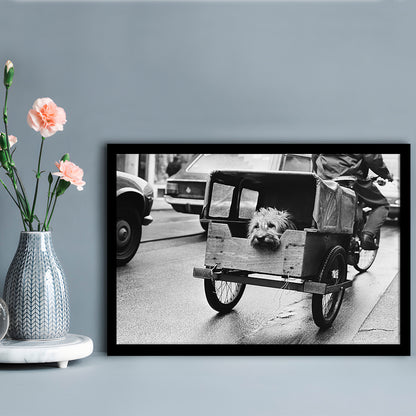 Cute Dog Print Funny Vintage Animal Photo Black and White Art, Framed Art Print Wall Decor