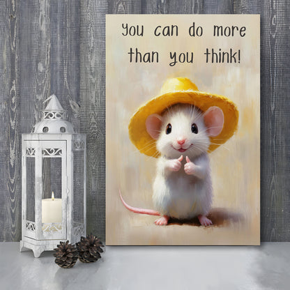 Cute Motivational Mouse Wall Art Print, Positive Quote Decor, Kids Room, Gift For Encouragement, Canvas Print, Canvas Decor