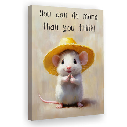 Cute Motivational Mouse Wall Art Print, Positive Quote Decor, Kids Room, Gift For Encouragement, Canvas Print, Canvas Decor