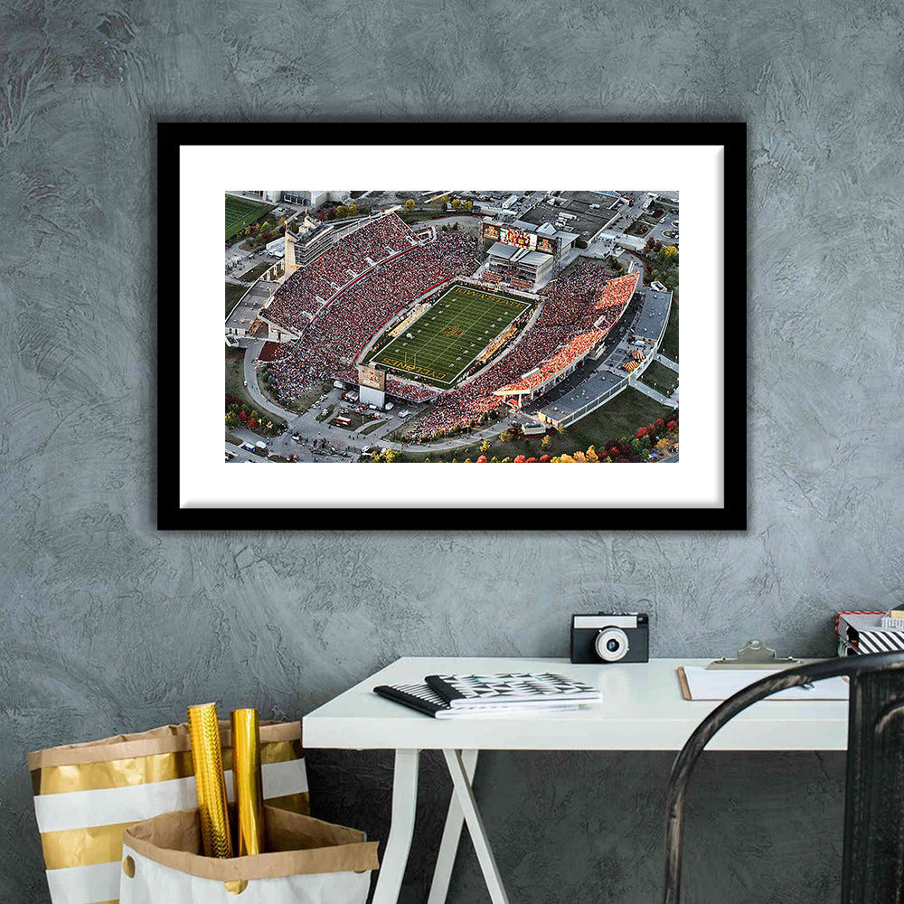 Cyclones Stadium, Stadium Canvas, Sport Art, Gift for him, White Border Framed Art Print Wall Decor