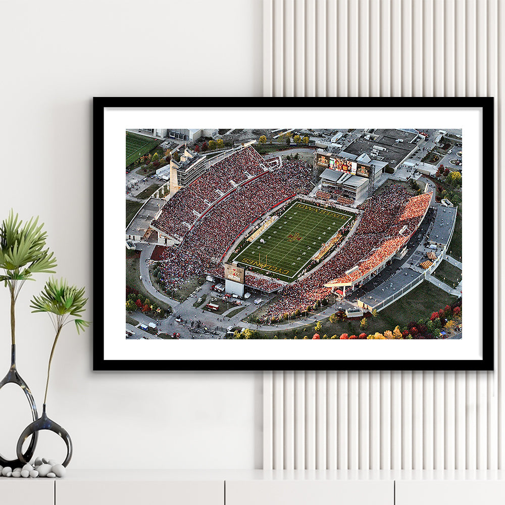 Cyclones Stadium, Stadium Canvas, Sport Art, Gift for him, White Border Framed Art Print Wall Decor