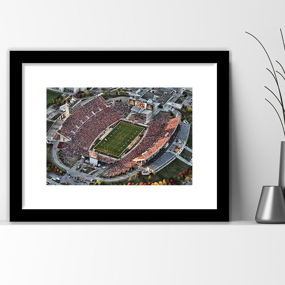 Cyclones Stadium, Stadium Canvas, Sport Art, Gift for him, White Border Framed Art Print Wall Decor