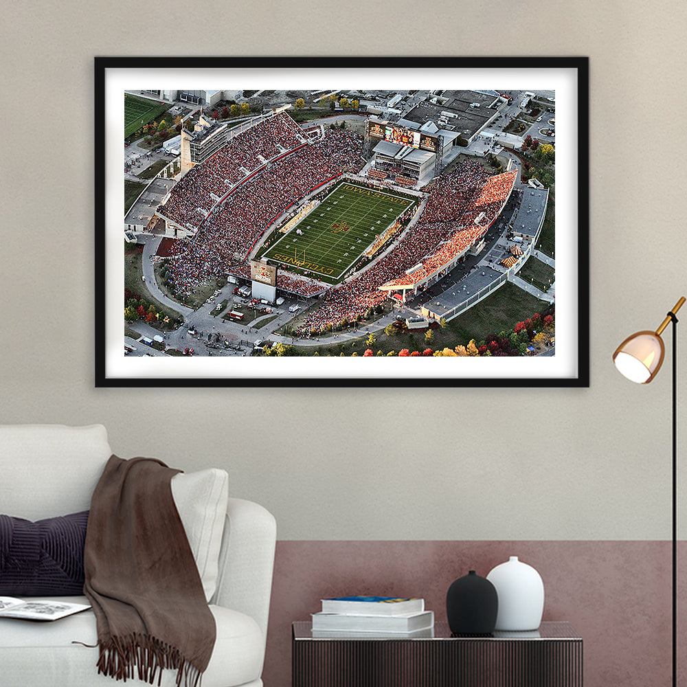 Cyclones Stadium, Stadium Canvas, Sport Art, Gift for him, White Border Framed Art Print Wall Decor
