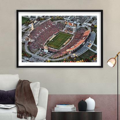 Cyclones Stadium, Stadium Canvas, Sport Art, Gift for him, White Border Framed Art Print Wall Decor