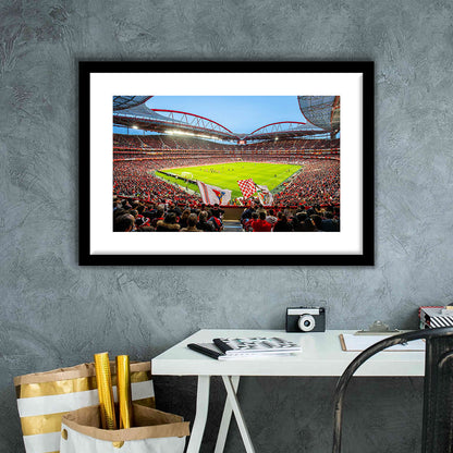 Da Luz Estadio, Stadium Canvas, Sport Art, Gift for him, White Border Framed Art Print Wall Decor