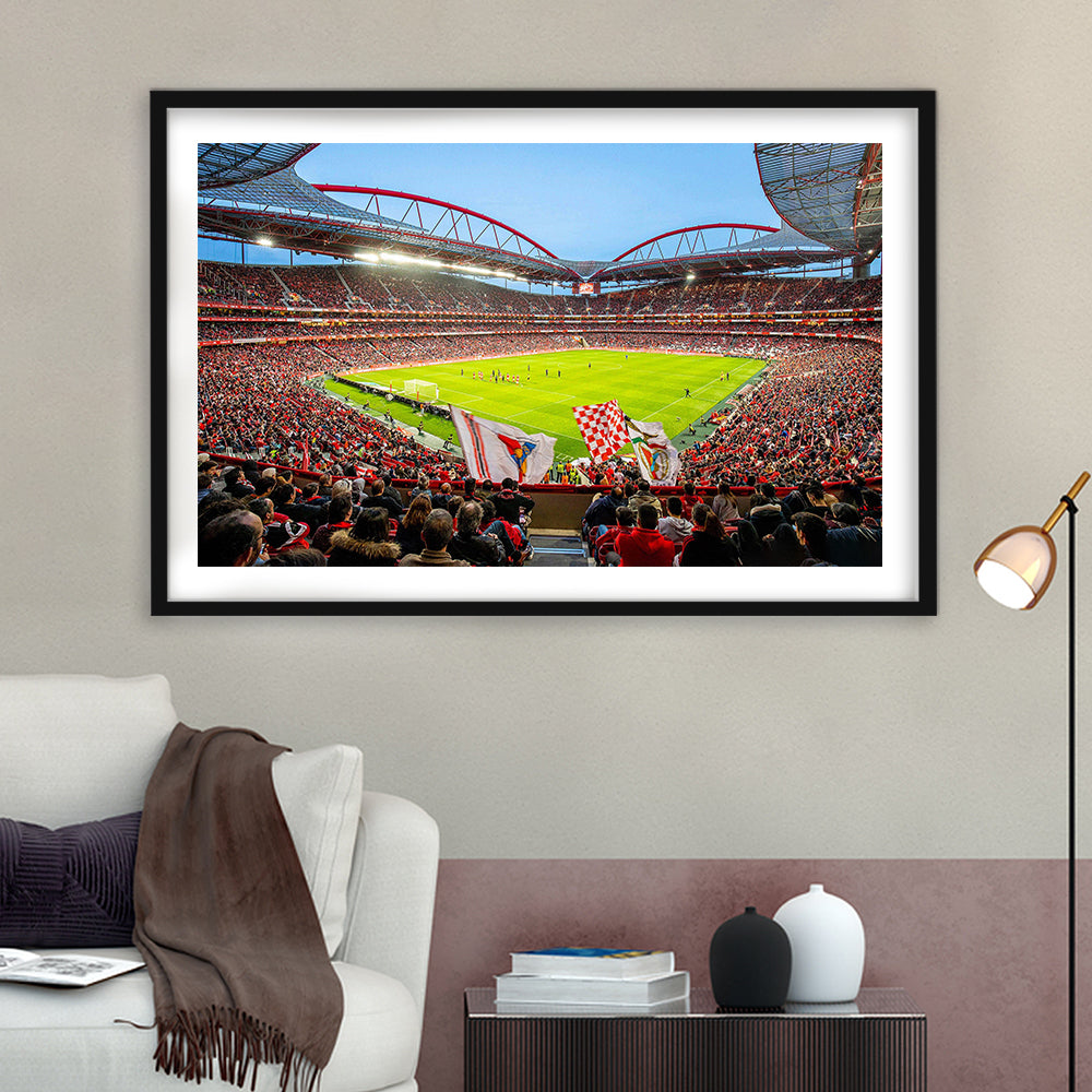 Da Luz Estadio, Stadium Canvas, Sport Art, Gift for him, White Border Framed Art Print Wall Decor