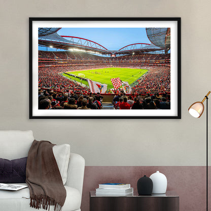 Da Luz Estadio, Stadium Canvas, Sport Art, Gift for him, White Border Framed Art Print Wall Decor