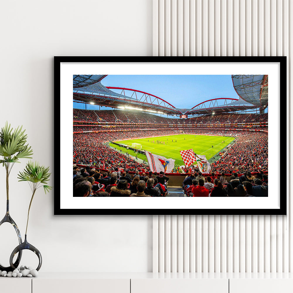Da Luz Estadio, Stadium Canvas, Sport Art, Gift for him, White Border Framed Art Print Wall Decor