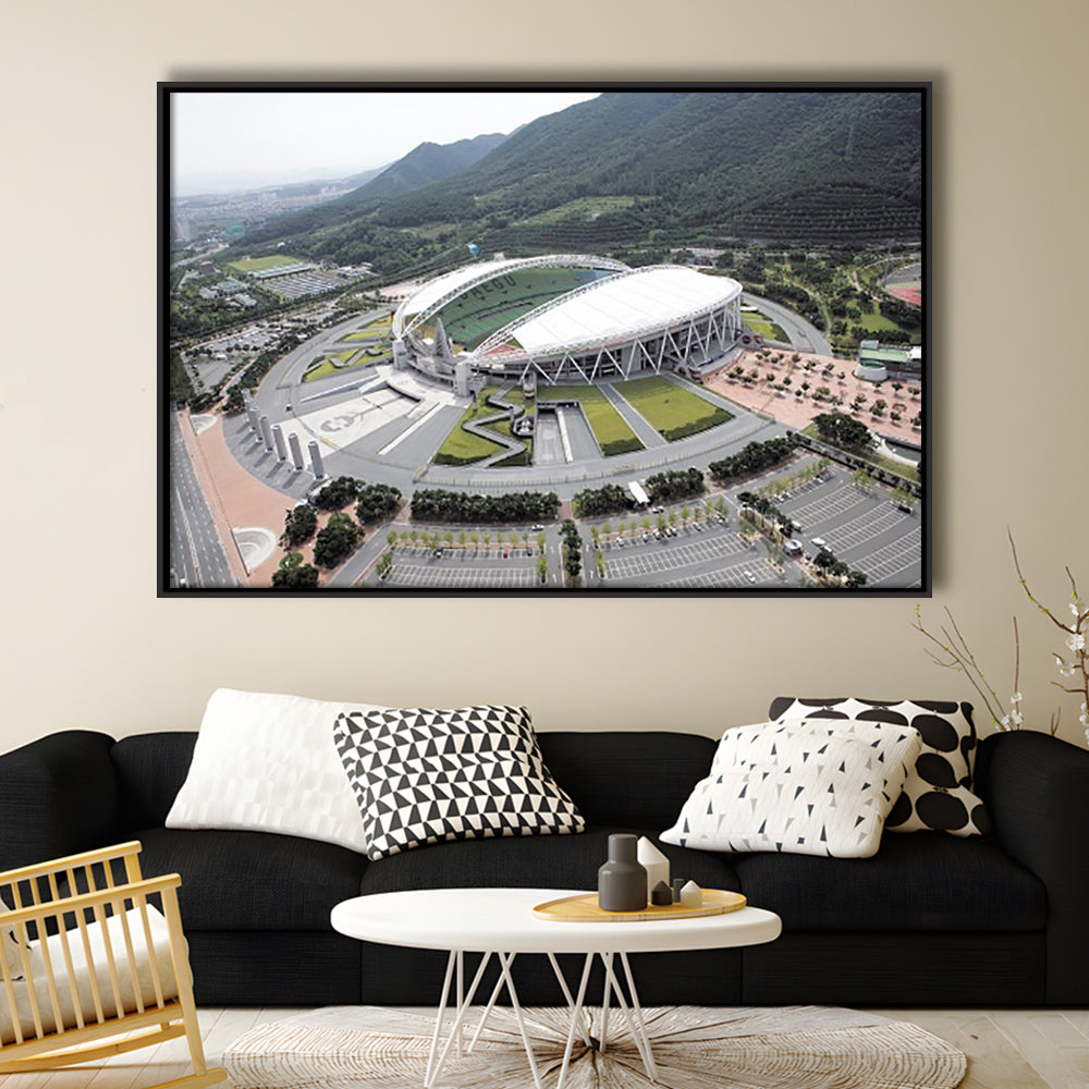 Daegu Stadium Aerial View, Stadium Canvas, Sport Art, Framed Canvas Print Wall Art, Floating Frame