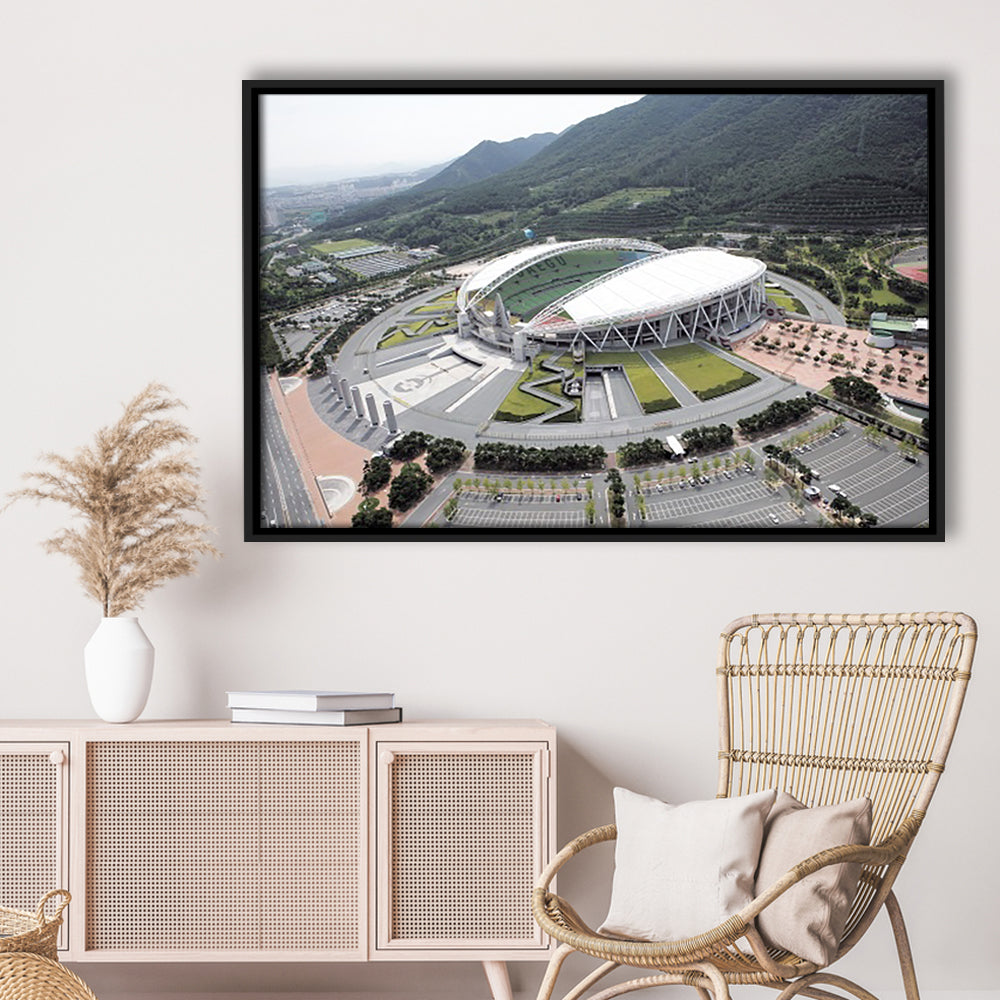 Daegu Stadium Aerial View, Stadium Canvas, Sport Art, Framed Canvas Print Wall Art, Floating Frame
