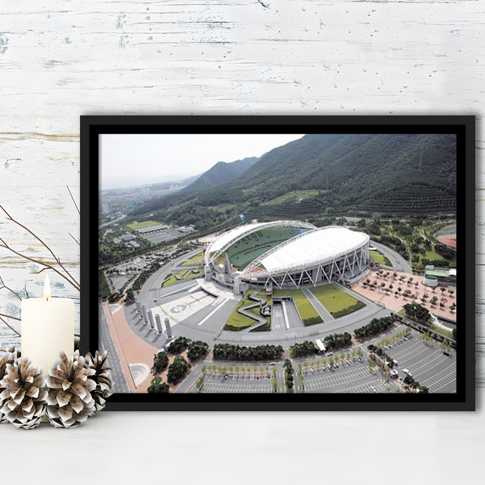 Daegu Stadium Aerial View, Stadium Canvas, Sport Art, Framed Canvas Print Wall Art, Floating Frame