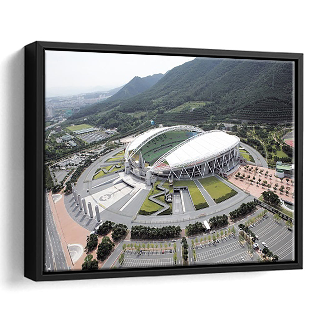 Daegu Stadium Aerial View, Stadium Canvas, Sport Art, Framed Canvas Print Wall Art, Floating Frame