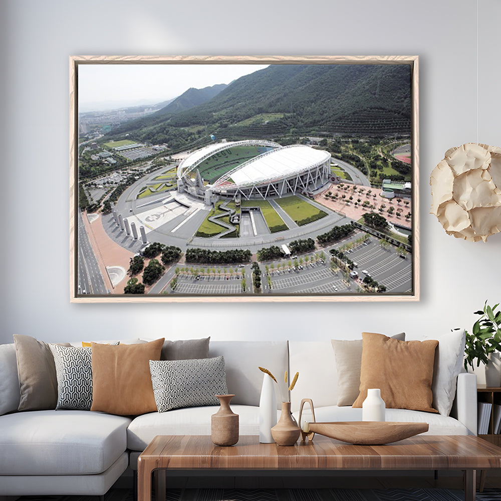 Daegu Stadium Aerial View, Stadium Canvas, Sport Art, Framed Canvas Print Wall Art, Floating Frame