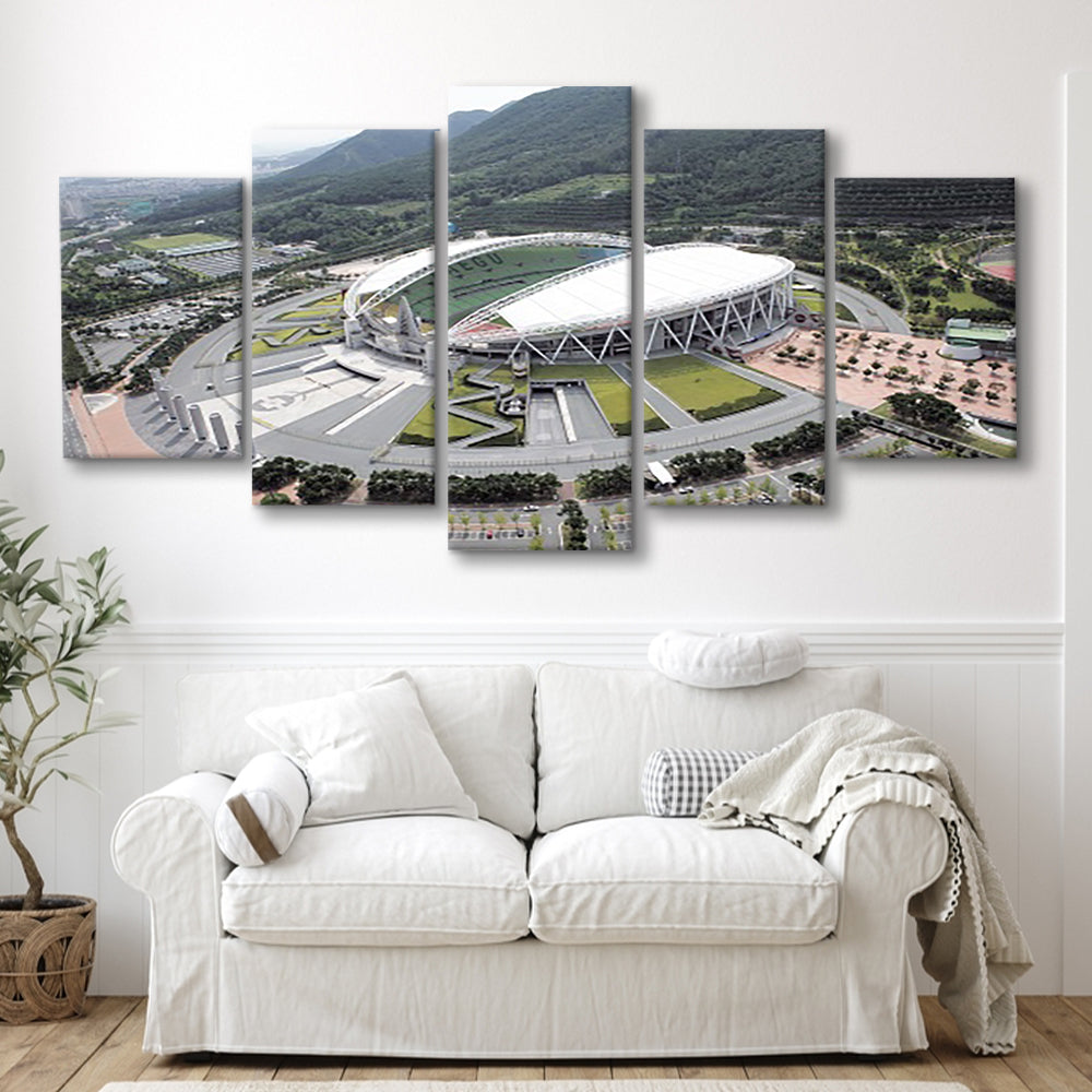 Daegu Stadium Aerial View, Stadium Canvas, Sport Art, Gift for him, 5 Panel, Large Canvas, Canvas Print Wall Art