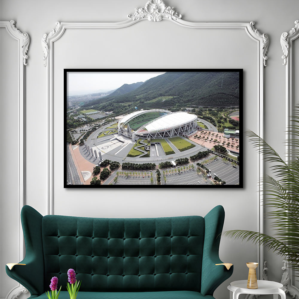 Daegu Stadium Aerial View, Stadium Canvas, Sport Art, Gift for him, Framed Art Print Wall Decor, Picture Framed